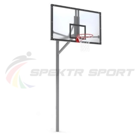 Купить Стойка баскетбольная уличная упрощенная со щитом из оргстекла, кольцом и сеткой SP D 412 в Ясном 