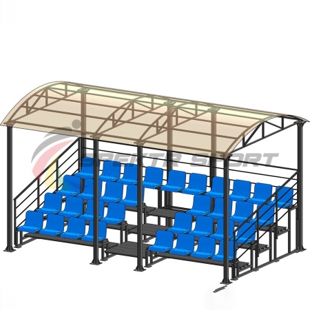 Купить Трибуна для зрителей 4 ряда на 34 места с навесом и перилами в Ясном 
